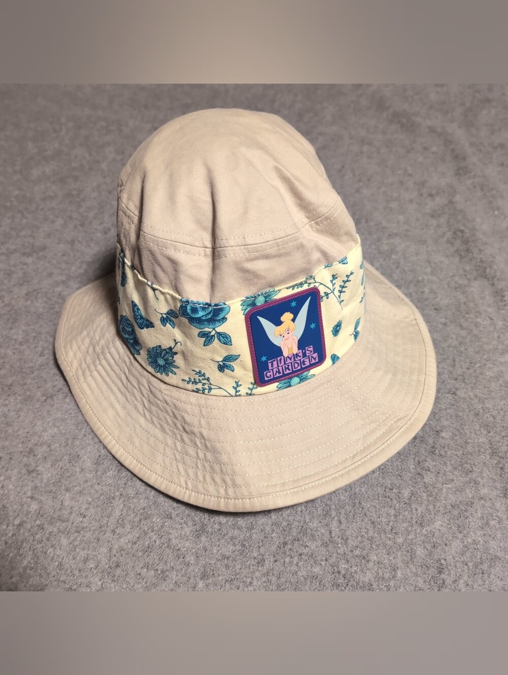 Disney Direct Tinks Garden Floral Bucket Sun Hat Tan One Size Embroidered Tinker